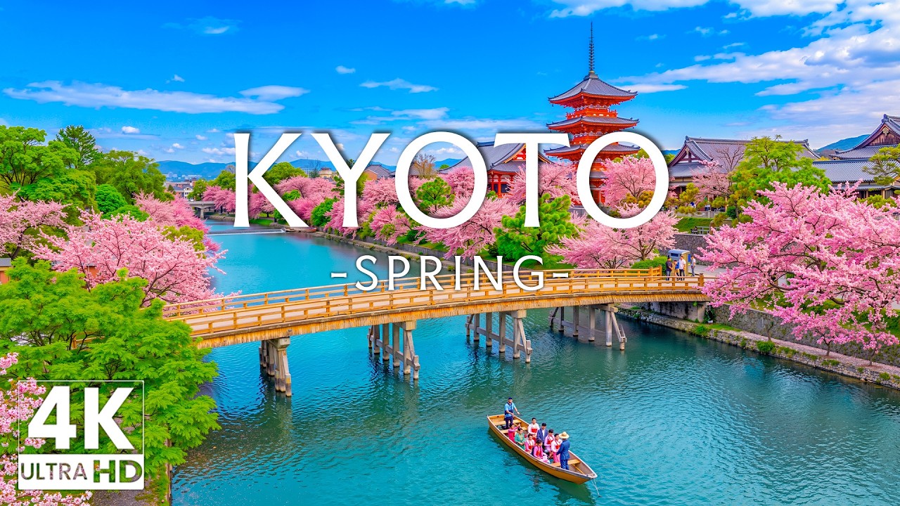 Kyoto in Spring 4K - Relaxing Music With Beautiful Natural Landscape - 4K Video UHD