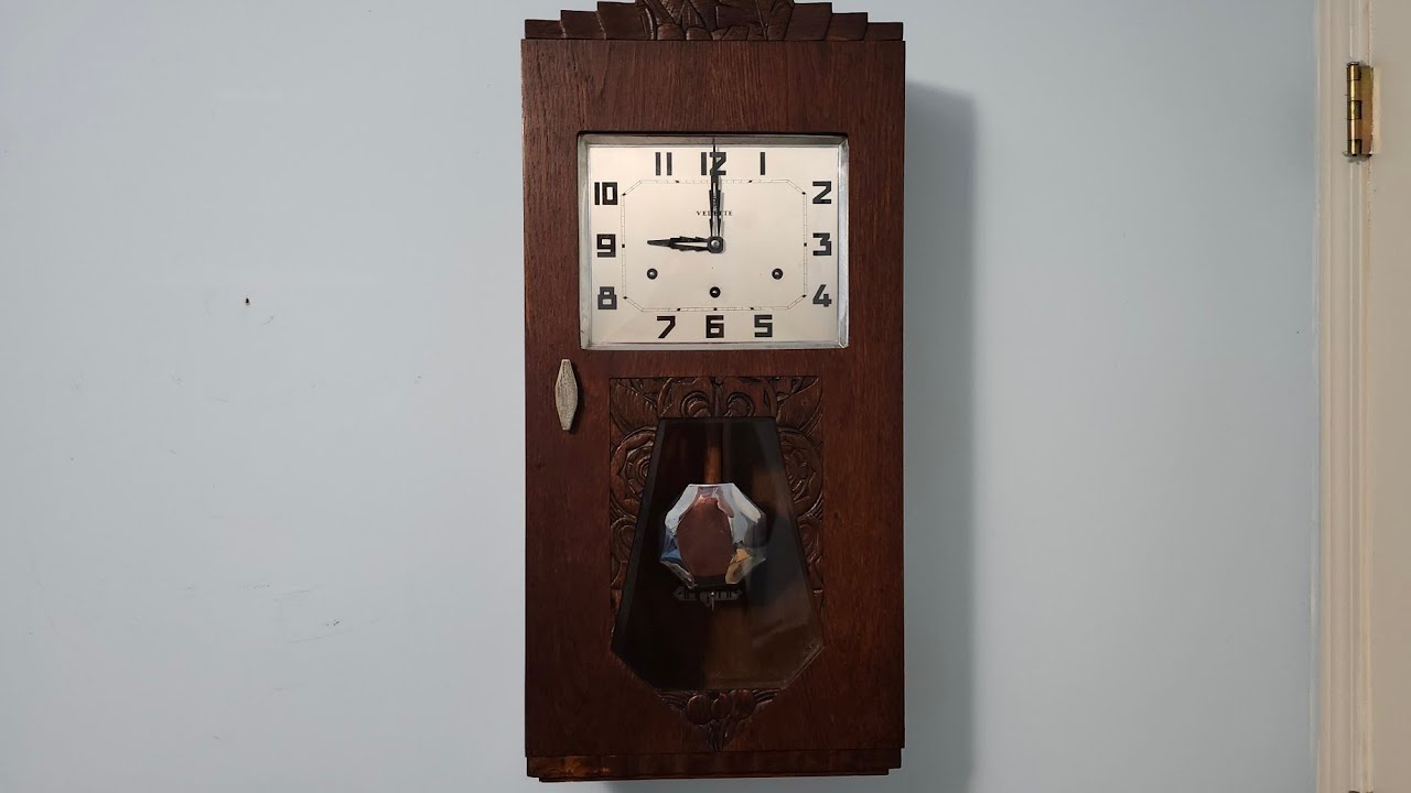 1930's Vedette Westminster Chime French Art Deco Wall Clock