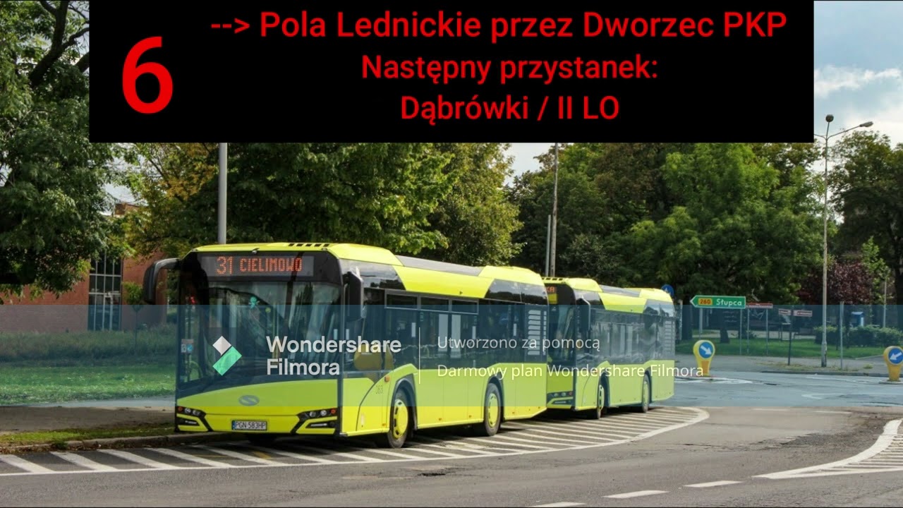Zapowiedzi Przystanków - MPK Gniezno - Linia 6 (fikcyjna) Kierunek: Pola Lednickie przez Dworzec PKP