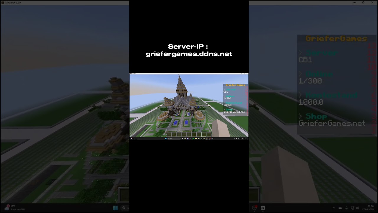 OG-GrieferGames | Version 1.8.9         ServerIP : griefergames.ddns.net #minecraft #minecraftserver