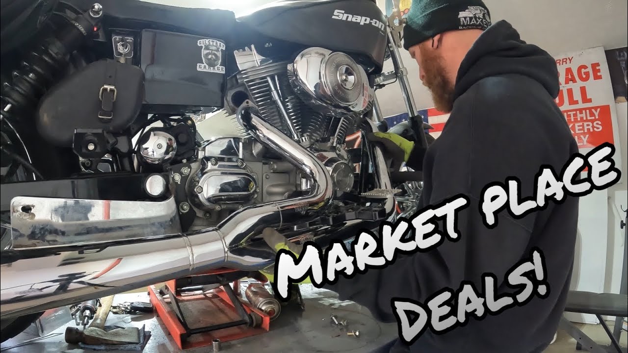 making a softail exhaust fit my dyna. Budget Friendly used exhaust!