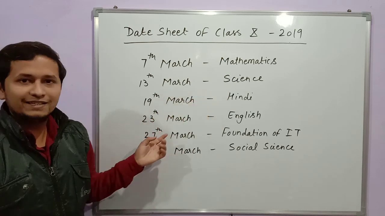 Datesheet of class 10th and 12th 2019 cbse board