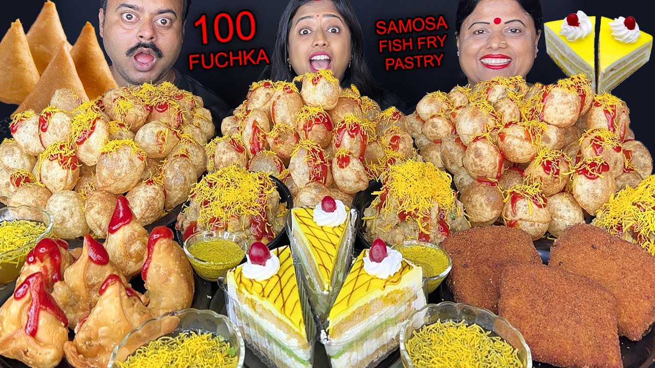 100 FUCHKA VS SAMOSA VS FISH FRY VS PASTRY EATING CHALLENGE SPICY PANIPURI MUKBANG VIRAL VIDEO