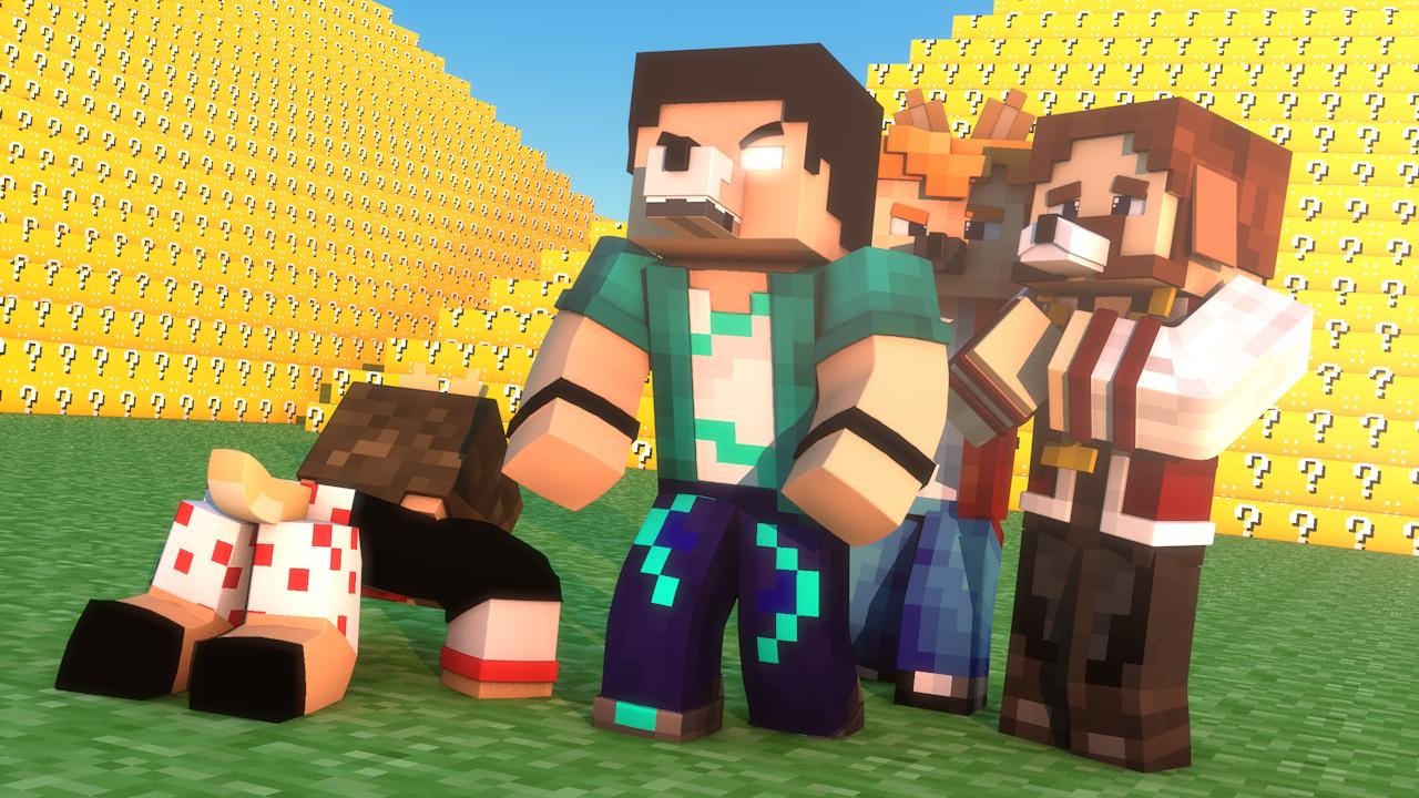 Minecraft Mod: PIRAMIDE DE LUCKY BLOCK COM PESSOAS BUGADAS - MINI GAME PVP MORE MODELS PLAYERS