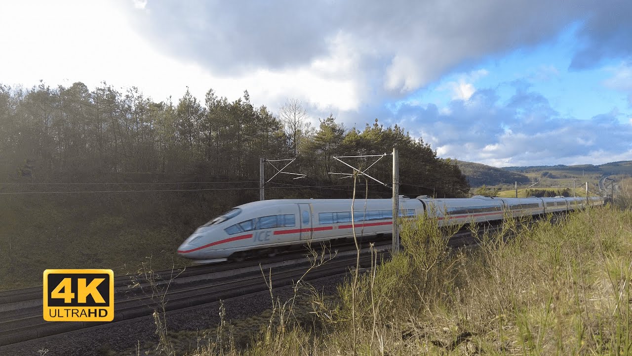 300 Kmh! Fast german ICE Highspeed Trains on the Cologne-Frankfurt Route