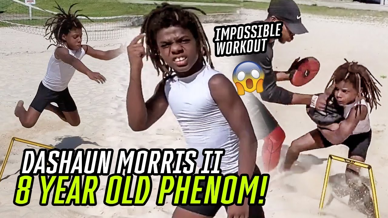 8 Year Old Phenom Dashaun Morris Does INTENSE Sand Workout! FLASH Changes His Name To Honeybadger!?