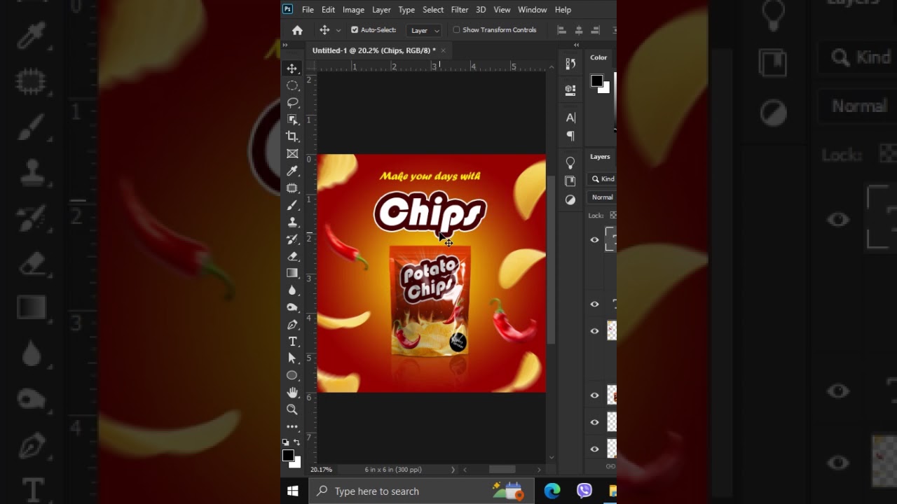Potato Chips Social Media Design #graphicdesign #socialmediadesign #creative #tutorial #photoshop