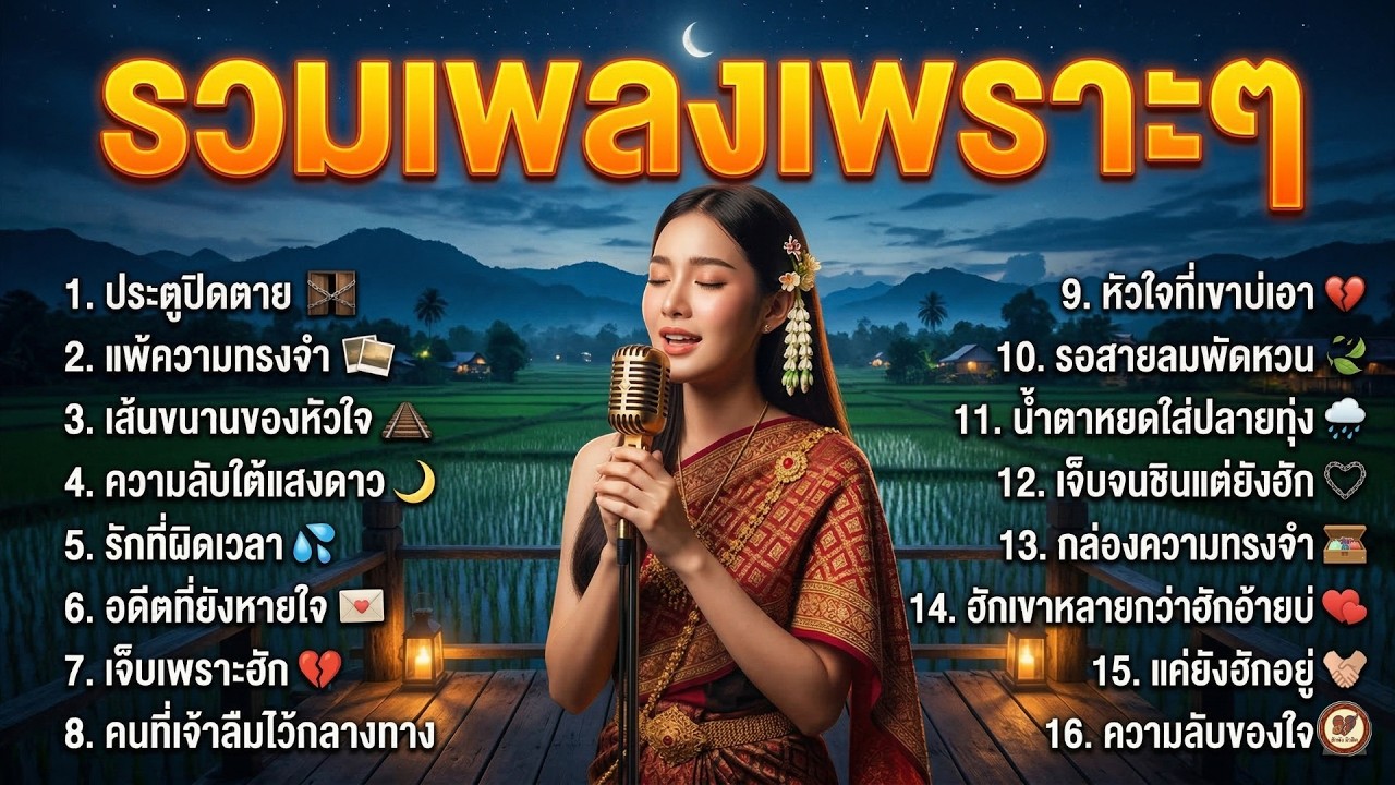 รวมเพลงลูกทุ่งเพราะๆ เพลงรักเศร้า โดนทิ้ง ร้องไห้ทั้งคืน ไม่มีโฆษณาคั่น
