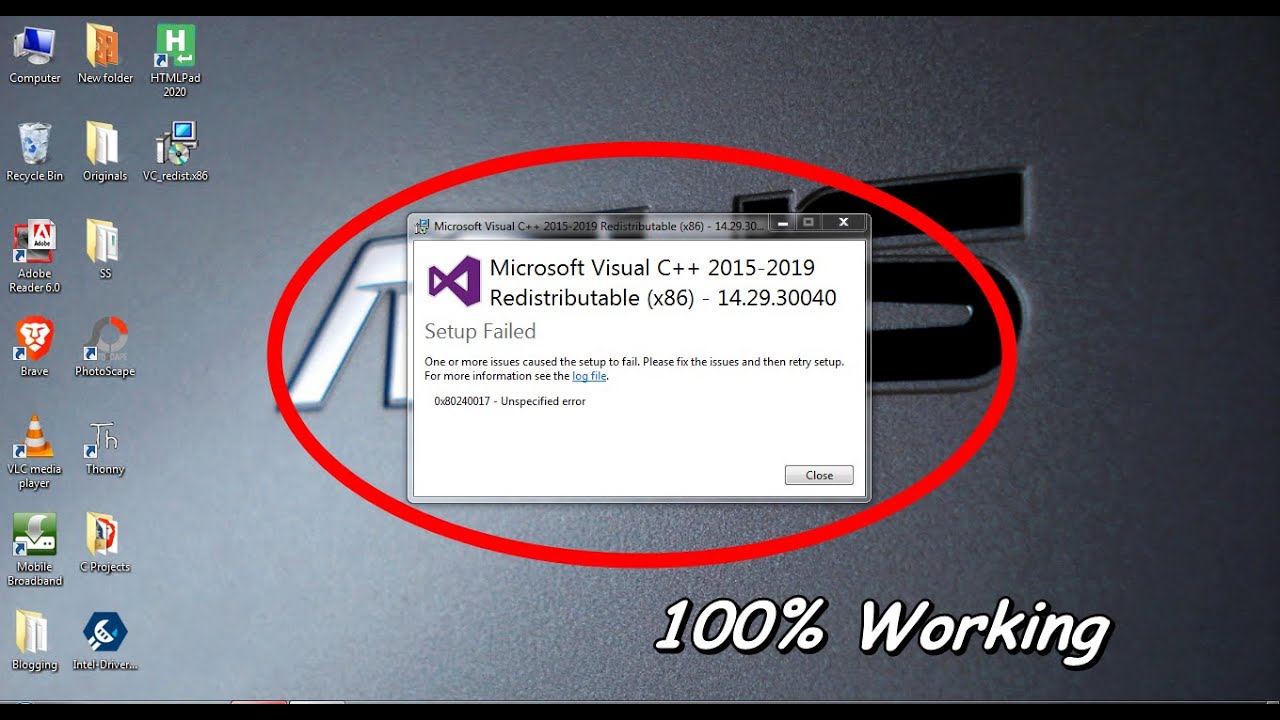How To Fix Microsoft Visual C++ 2015 Redistributable Setup Failed error 0x80240017 #cruntimeerrorfix