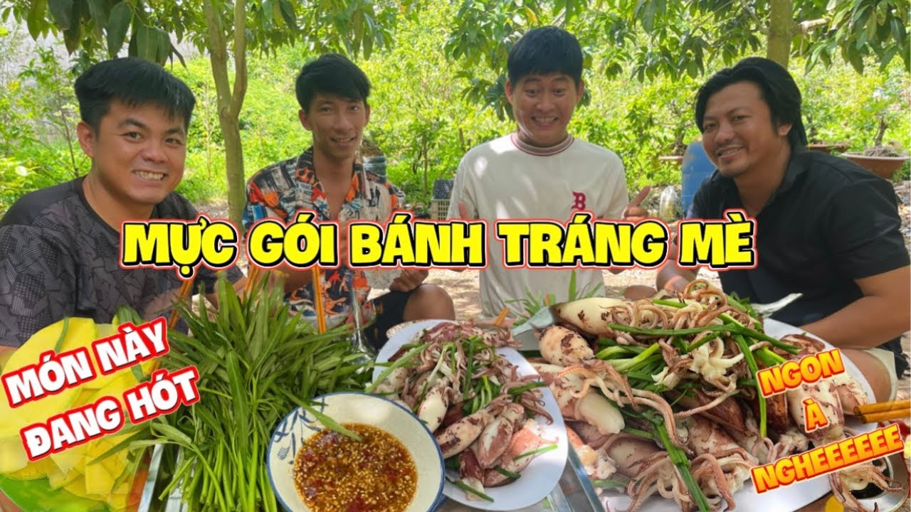 Món ăn đang Hót nhất hiện nay Mực trứng gói bánh tráng mè đen ngon tê tái  | HoàiPhong TV