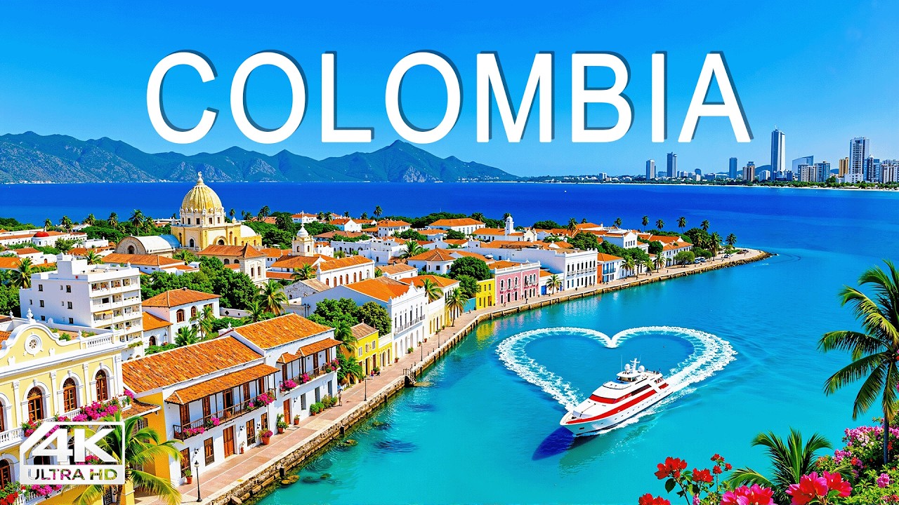 [4K] Colombia 🇨🇴 Cartagena Old Town & Caribbean Blue | Golden Walls & Tropical Coast