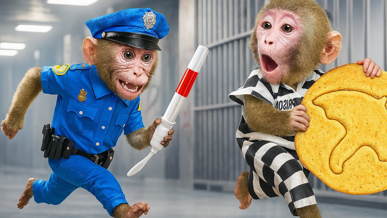 Mono Bebe escapa de la polic&iacute;a carcelaria y come dulces con su hermanito! | MONO BEBE ESP