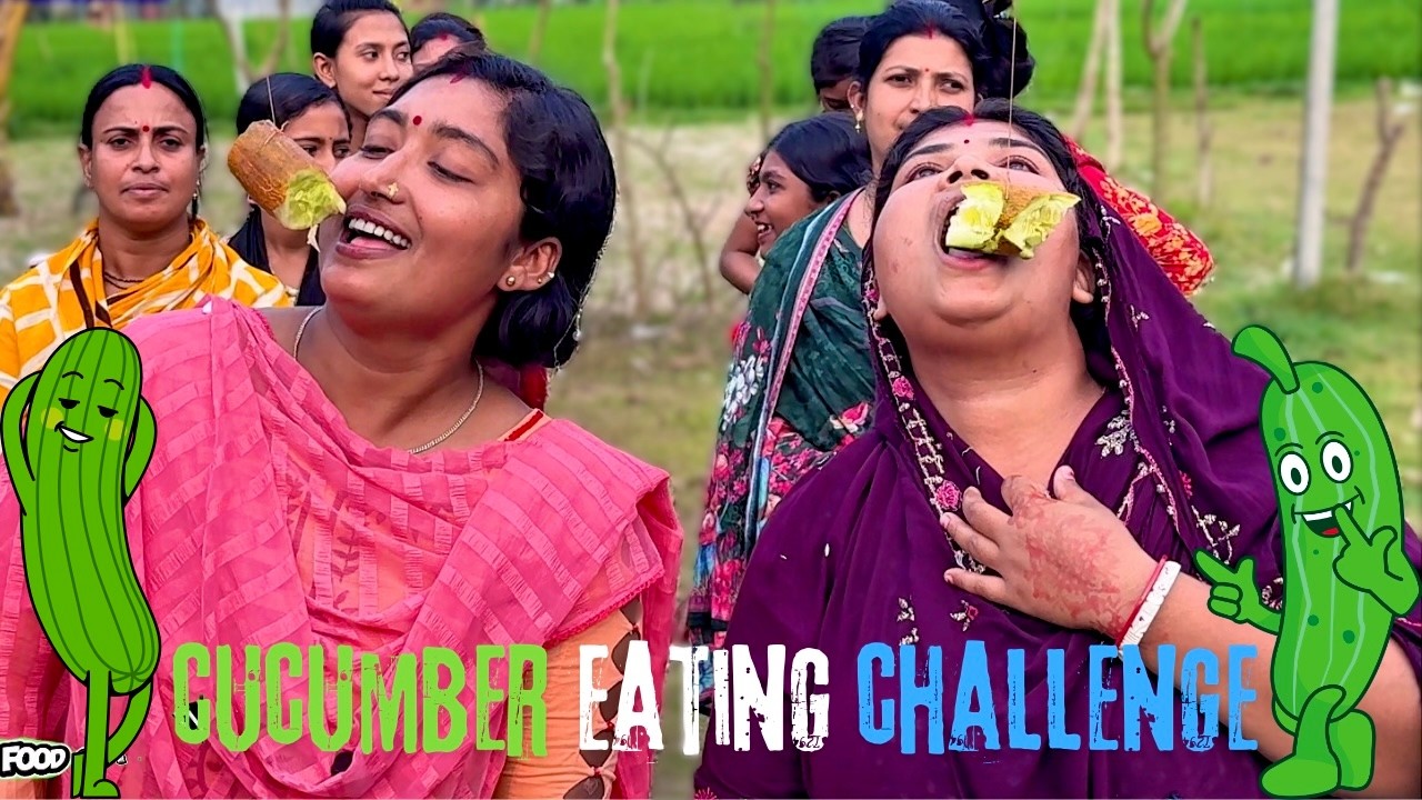 Cucumber Eating Fun Sports Game Challenge in Village Girls | Now Still Watch Everyone