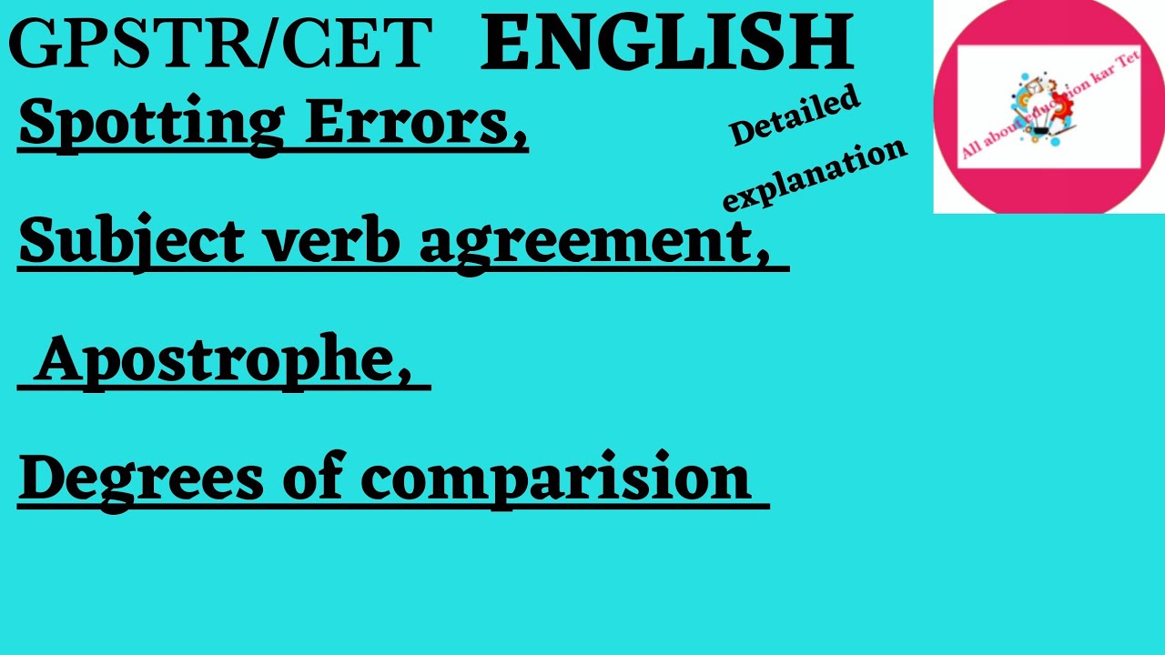 Gpstr Cet English|Gpstr Cet English grammar|Spotting Errors|Subject Verb Agreement