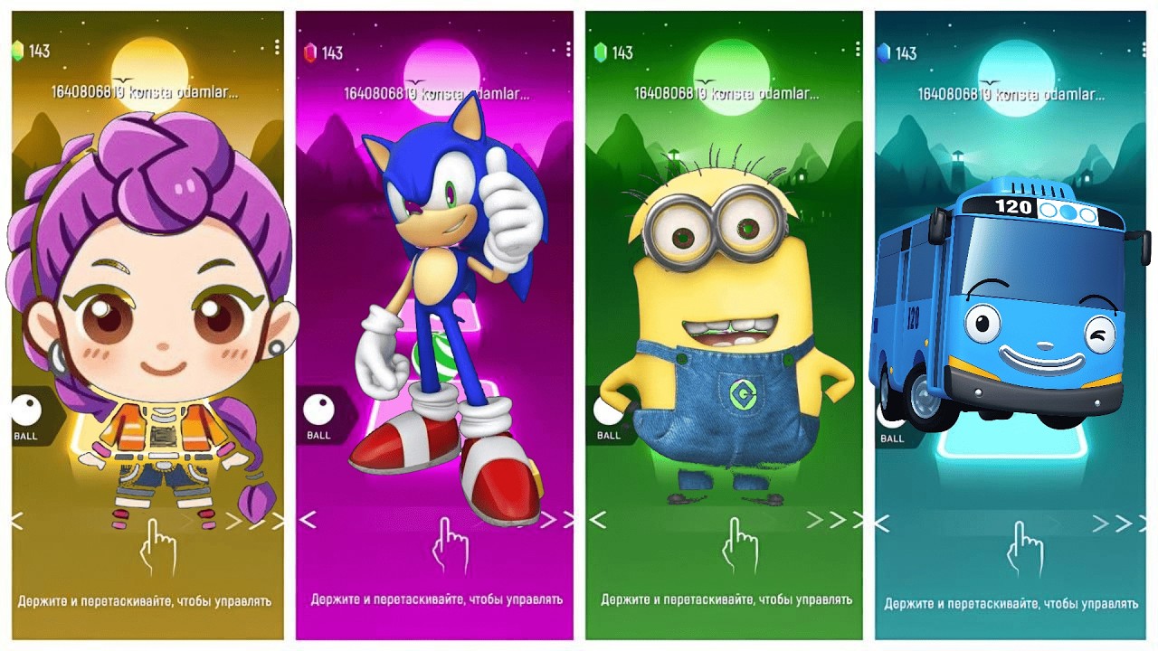 SONIC vs MINION vs TAYO vs MYSTERY GIRL 🔥 | Insane Tiles Hop Character Battle