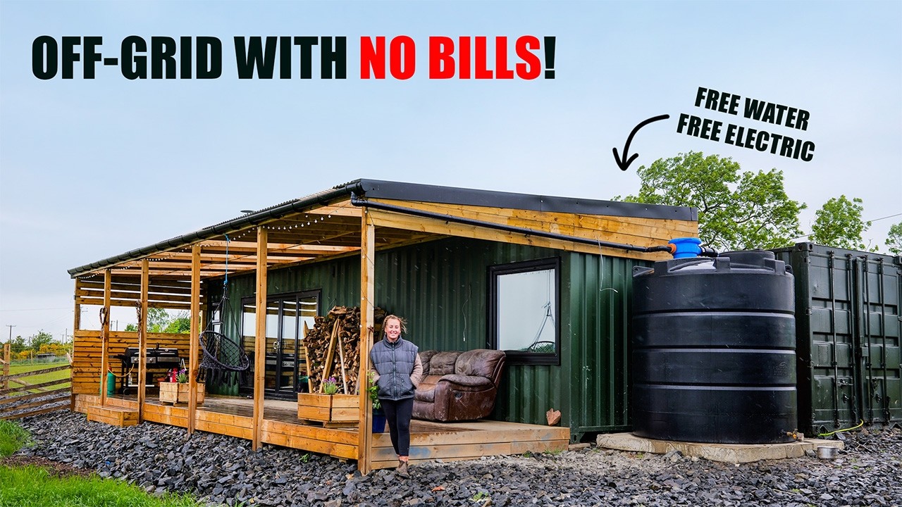 Living On Rainwater & Solar Power In This OFF-GRID, Modern, Shipping Container Home!
