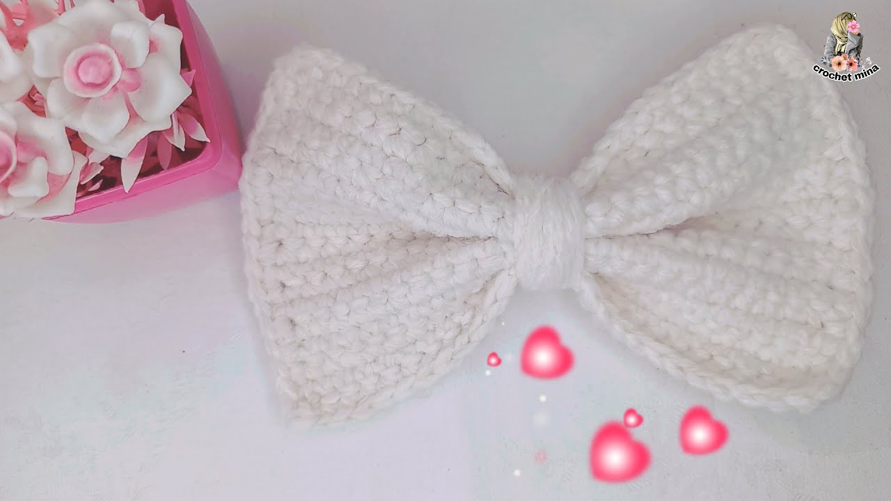 طريقة عمل فيونكة كروشيه ب غرزة الحشو how to crochet a bow 🎀