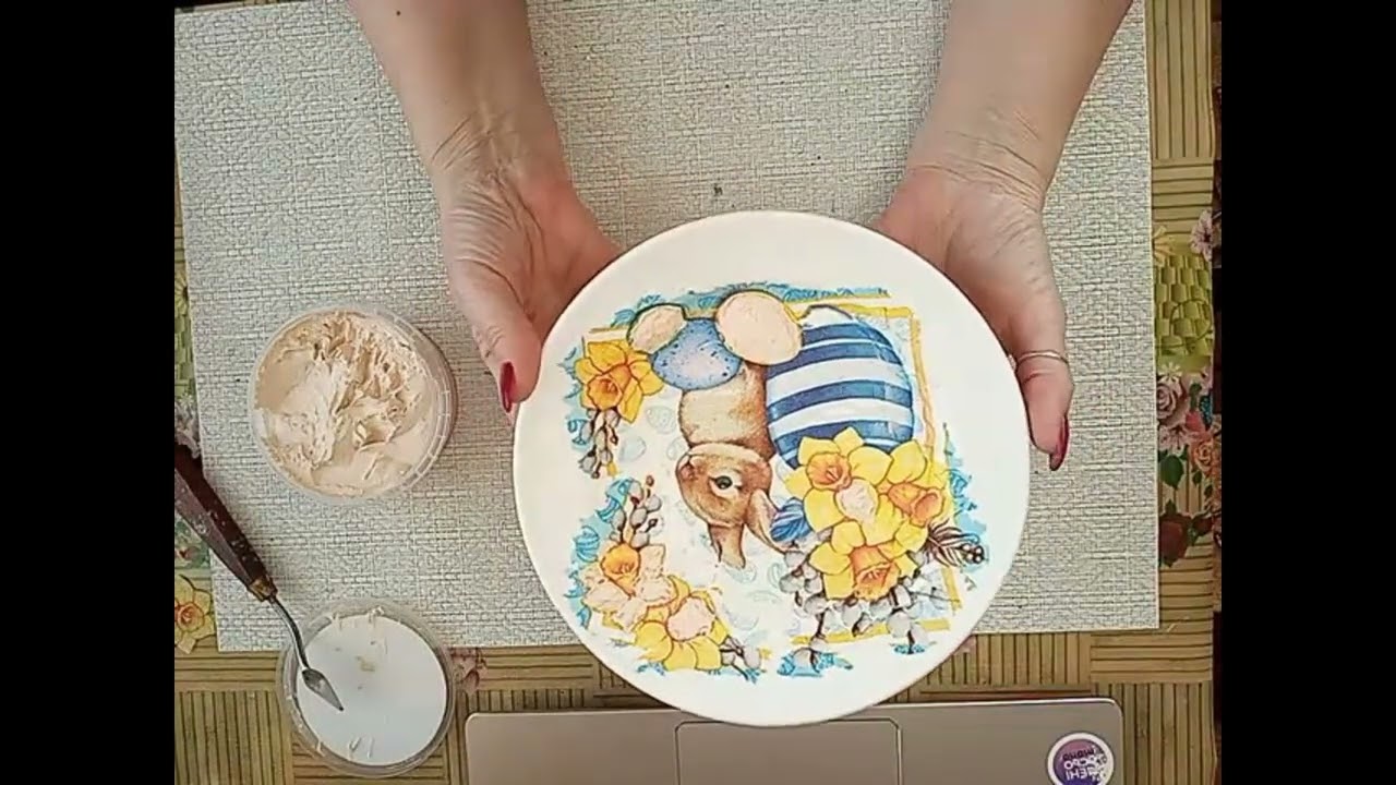Великодній декор.Тарілка.#handmade #декор #декупаж #великдень #тарілка
