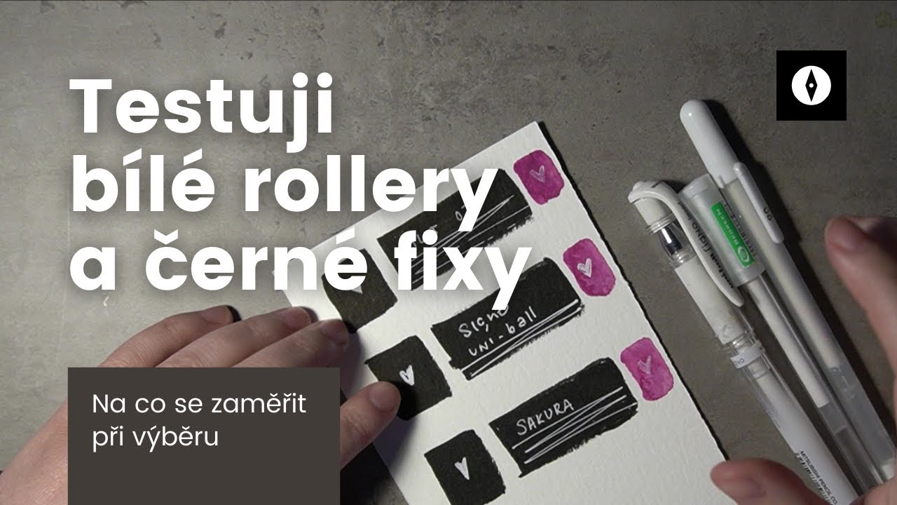 Test bílých rollerů a černých fix pro akvarel