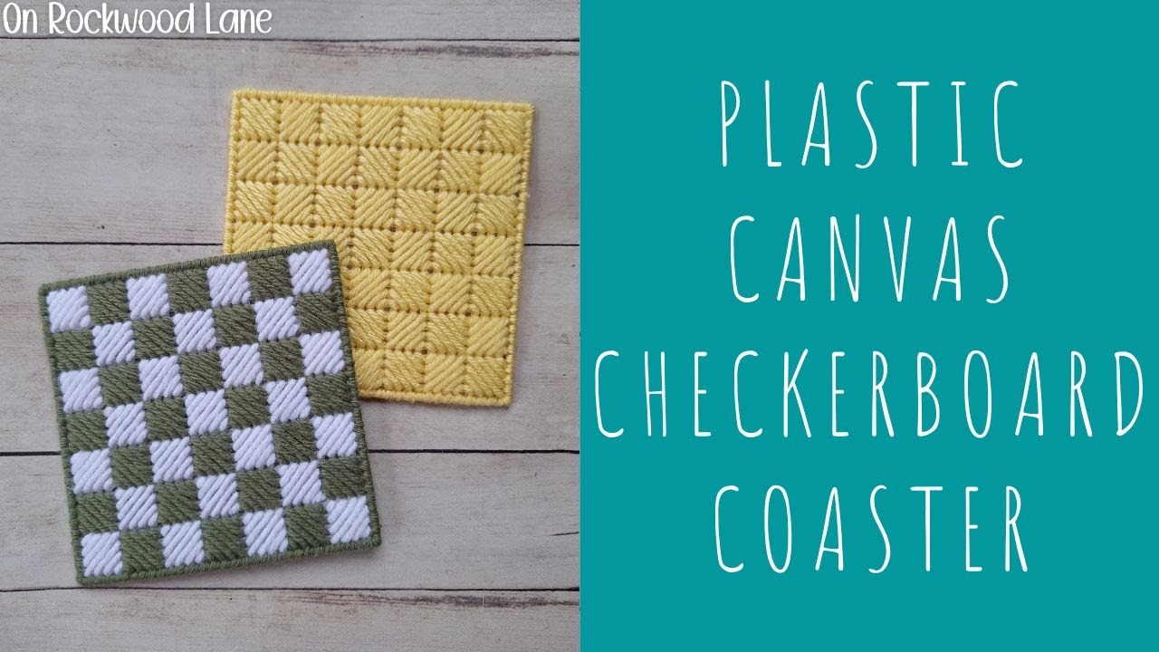 Easy Scotch Stitch Plastic Canvas Coaster Checkerboard Pattern | Scottie Shane | On Rockwood Lane