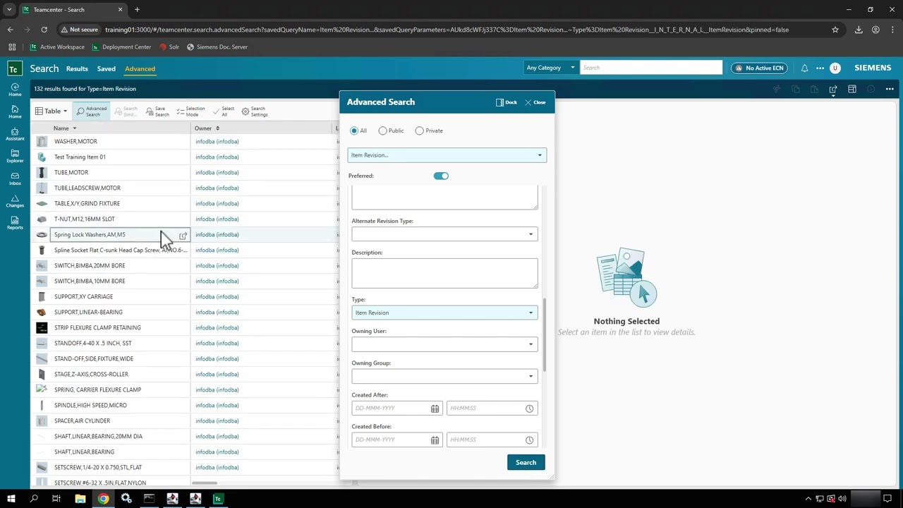 Teamcenter 2412: Search with the Advanced Search in Active Workspace