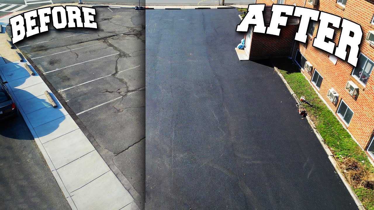 Asphalt Parking Lot Resurface: First Person POV