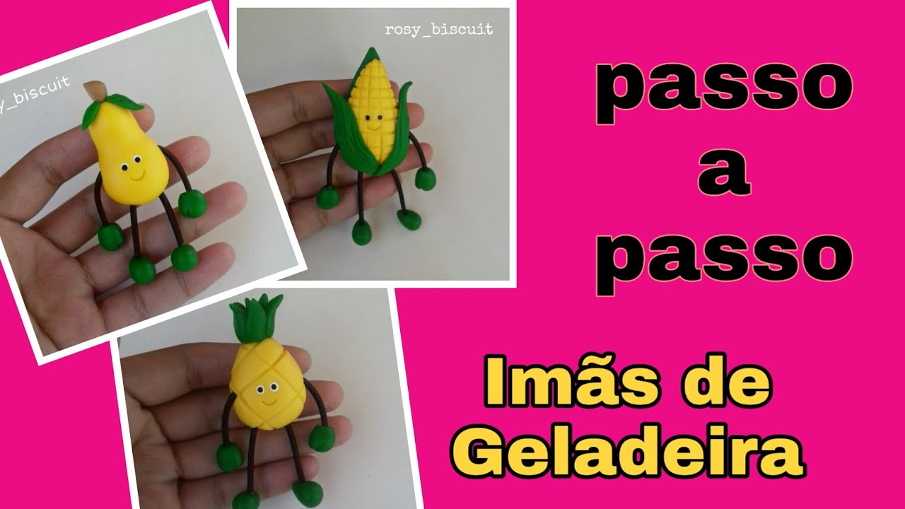 Imãs de Geladeira  (abacaxi, pera, milho) /rosybiscuit