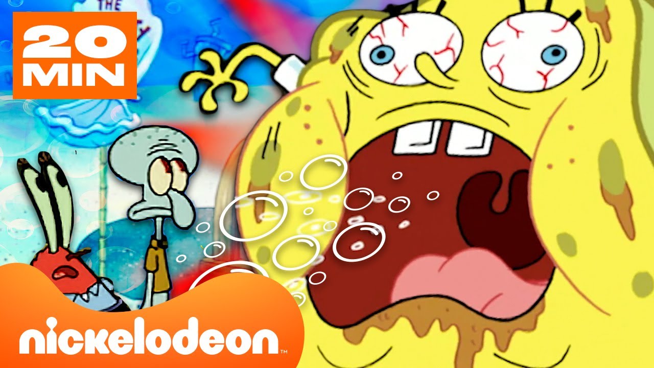 SpongeBob | Wszystkie przypadki, kiedy SpongeBob nasiąka i się powiększa! | Nickelodeon Polska