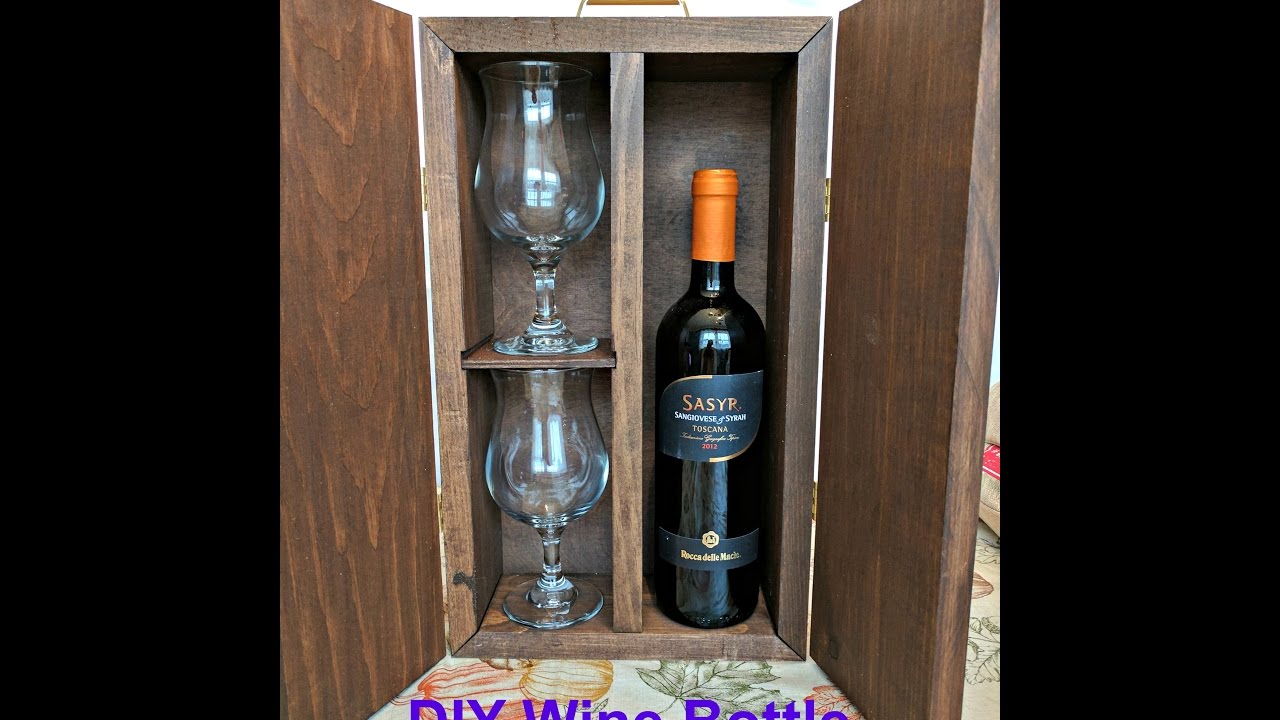 DIY Wine Bottle Box : Holder | Wine and Glass Carrier | Rustic Wine Carrier