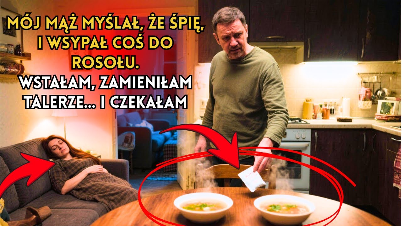 Mój mąż myślał, że śpię, i wsypał coś do rosołu.Wstałam, zamieniłam talerze… i czekałam.