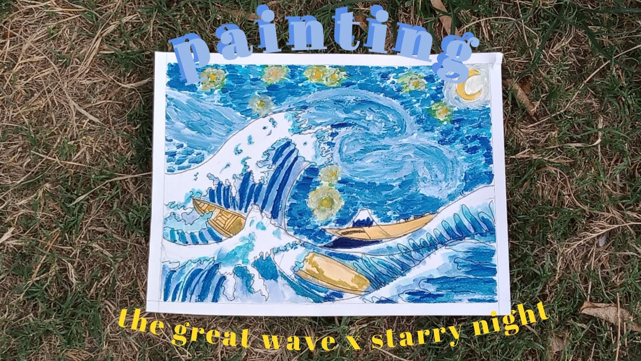 🎨 painting the great wave x starry night