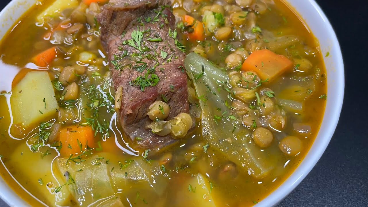 Sopa de Lentejas con Costilla y Vegetales