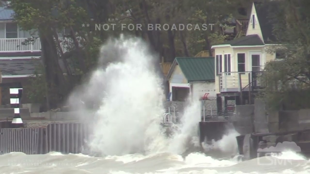 10-08-2023 North East, PA - Large Waves Smash Ashore On Lake Erie