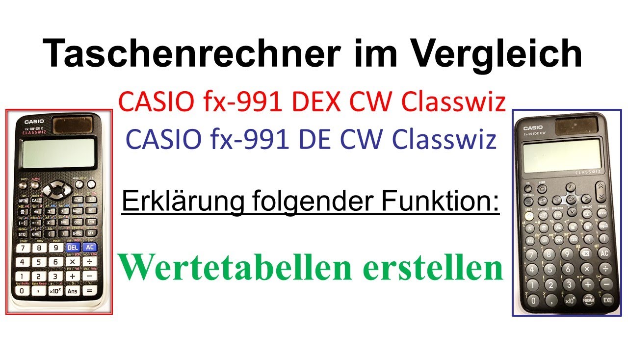 Taschenrechnerfunktionen im Vergleich:  CASIO fx-991 DEX CW Classwiz  u. CASIO fx-991 DE CW Classwiz