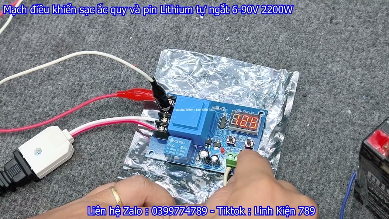 Mạch điều khiển sạc ắc quy và pin Lithium tự ngắt 6-90V 2200W #linhkien789