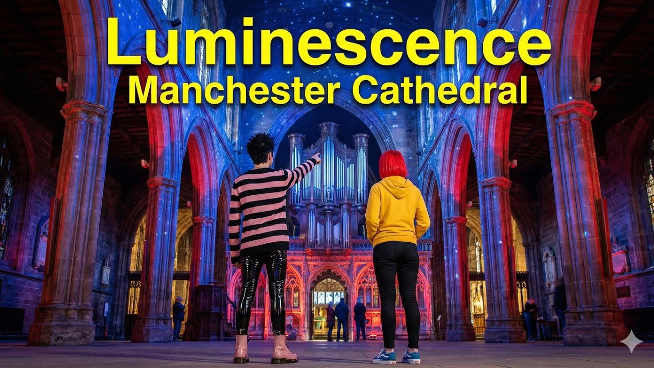 Luminescence at Manchester Cathedral. A 360° immersive light and sound show. 