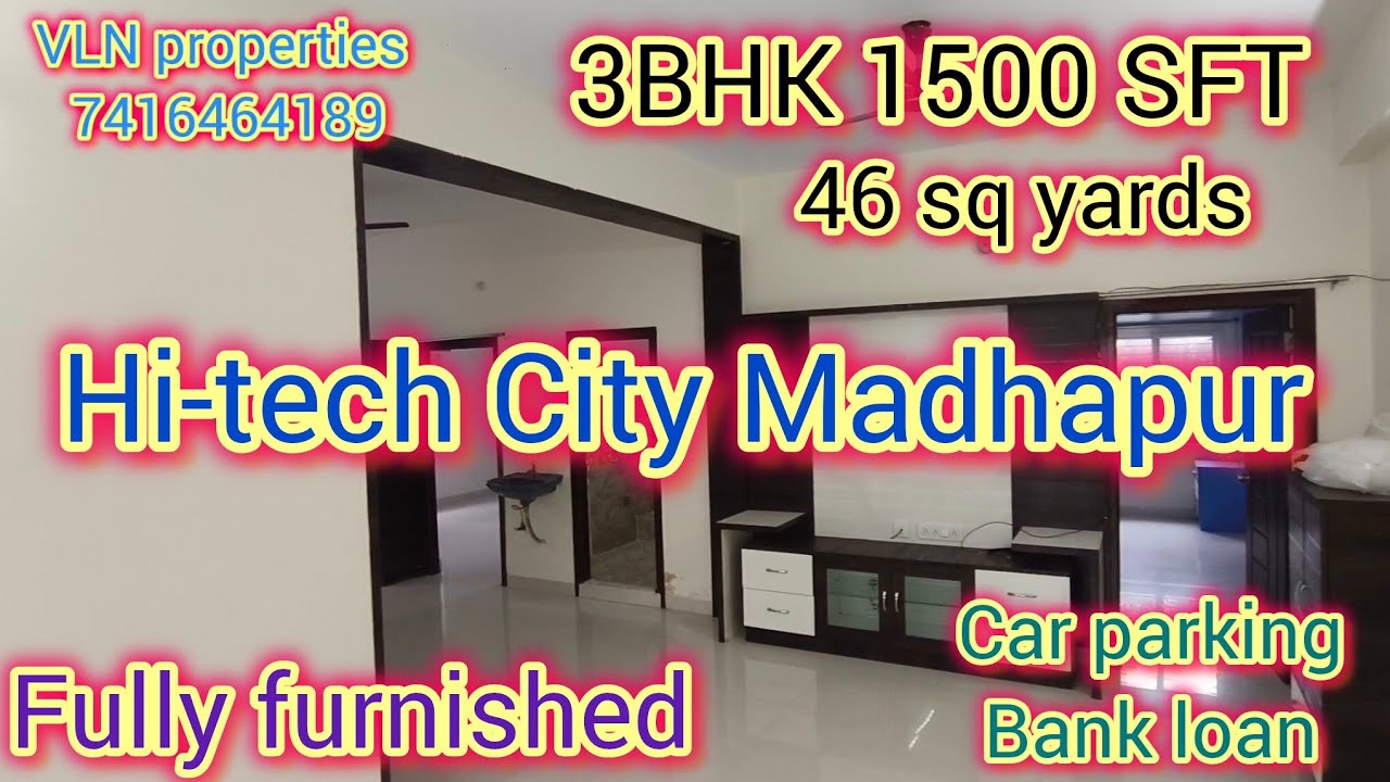 3BHK #fully furnished #1500 flat#madapur#hitech city #46sq yards 