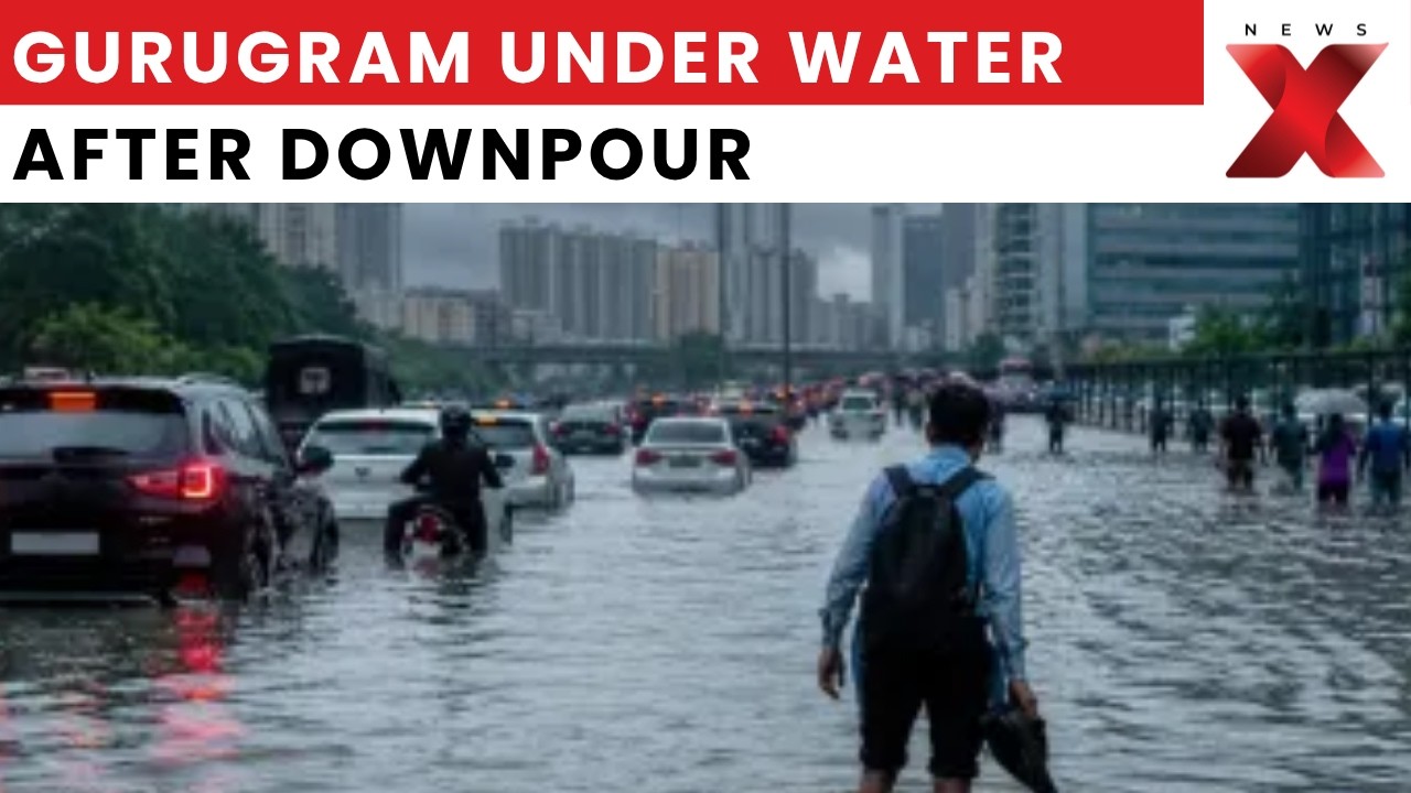 Gurugram Rain: Flash Flood Sweeps Away Cab, Heavy Monsoon Triggers Waterlogging Chaos