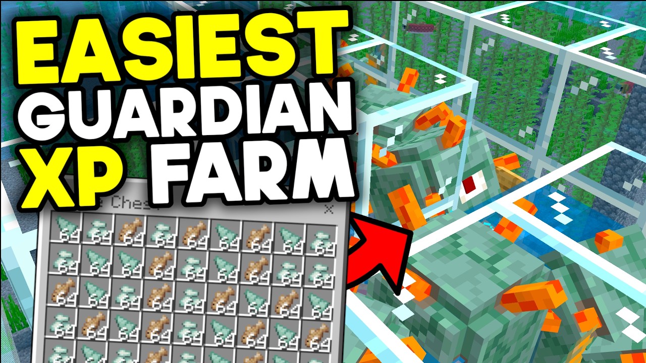 Easiest Guardian XP Farm Minecraft Bedrock 1.21/26.1+ (2026)