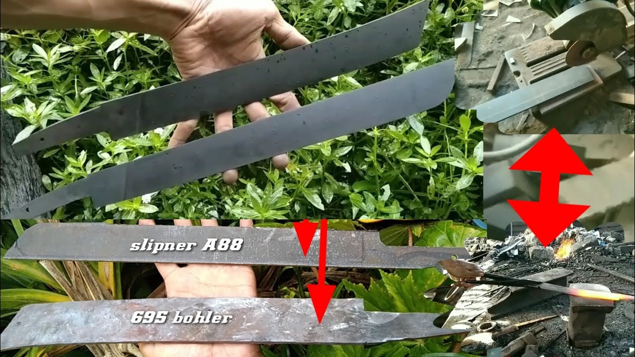 membuat golok sembelih dari bahan k110.proses removal dan tempa