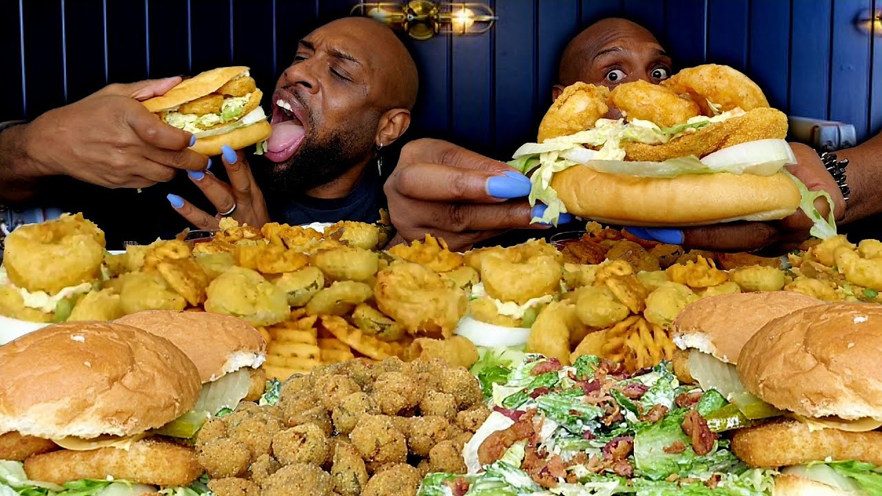 DEEP FRIED SEAFOOD SANDWICH MUKBANG 먹방 | PO BOY | 