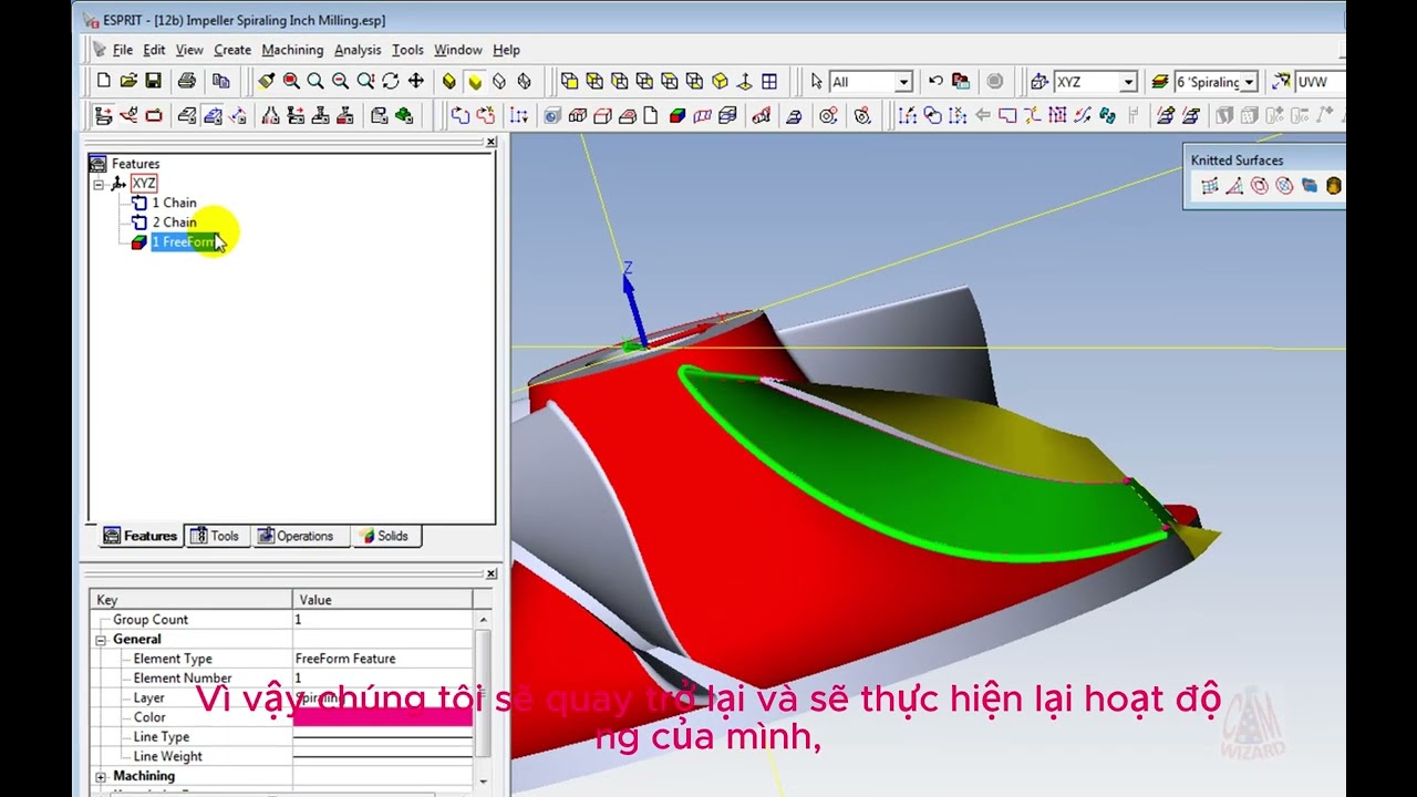 Esprit Cam: Bài 11_Phay tinh cánh quạt tuabin với 5 trục (5-Axis Spiral Finishing)