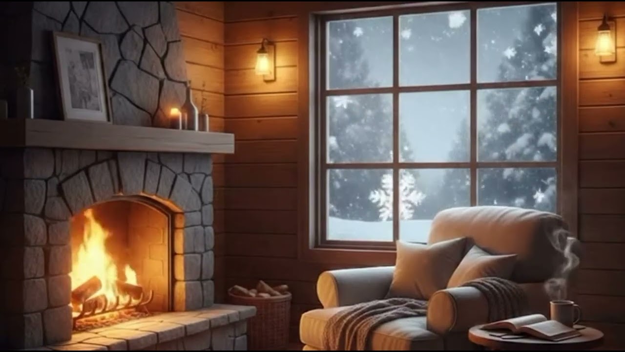 Relaxing by the Fireplace on a Warm & Snow Holiday