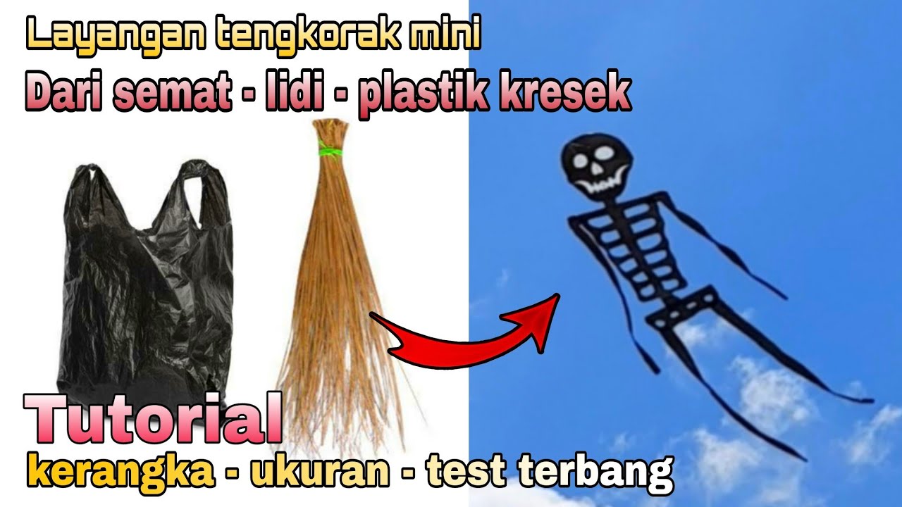 membuat layangan unik layangan tengkorak mini dari semat dan sapu lidi | skull kites