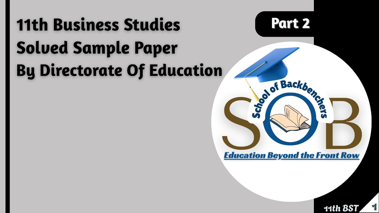 11th BST Solved Sample Paper (DoE) Part 2 | Case Study Based | CBSE Exam Preparation