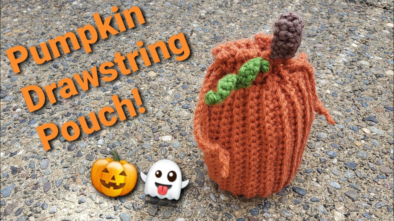 How to Crochet a Pumpkin 🎃 Drawstring Pouch!