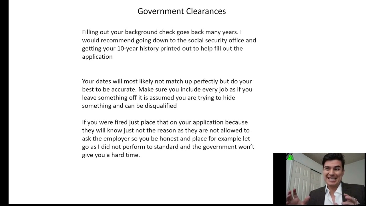 Qualifications for a Government Clearance