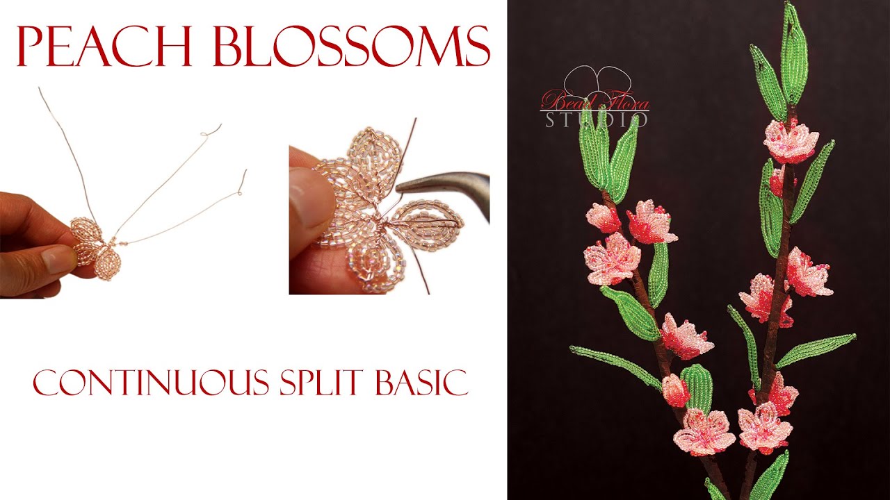 Technique Project #5 French beaded Peach Blossoms PART 1 - continuous split basic technique video