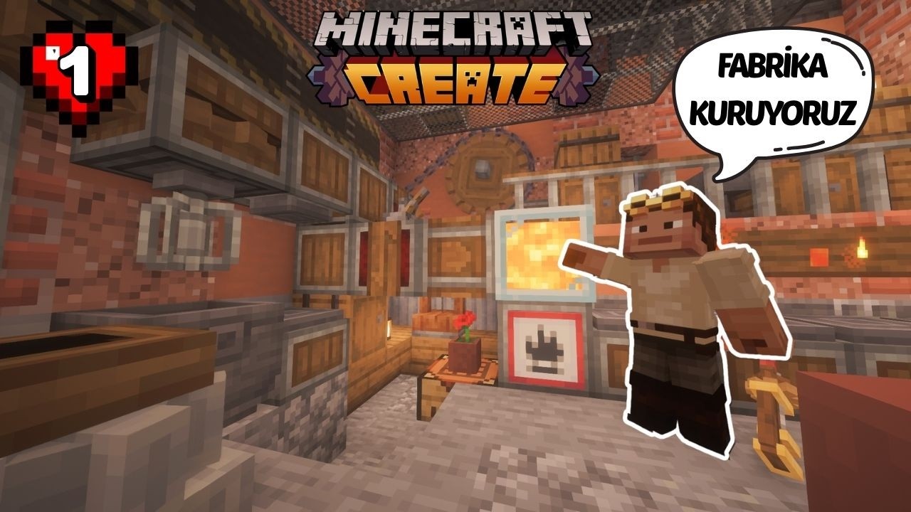 Minecraft Create Hayatta Kalma Bölüm - 01 İlk Atölye ve Depo