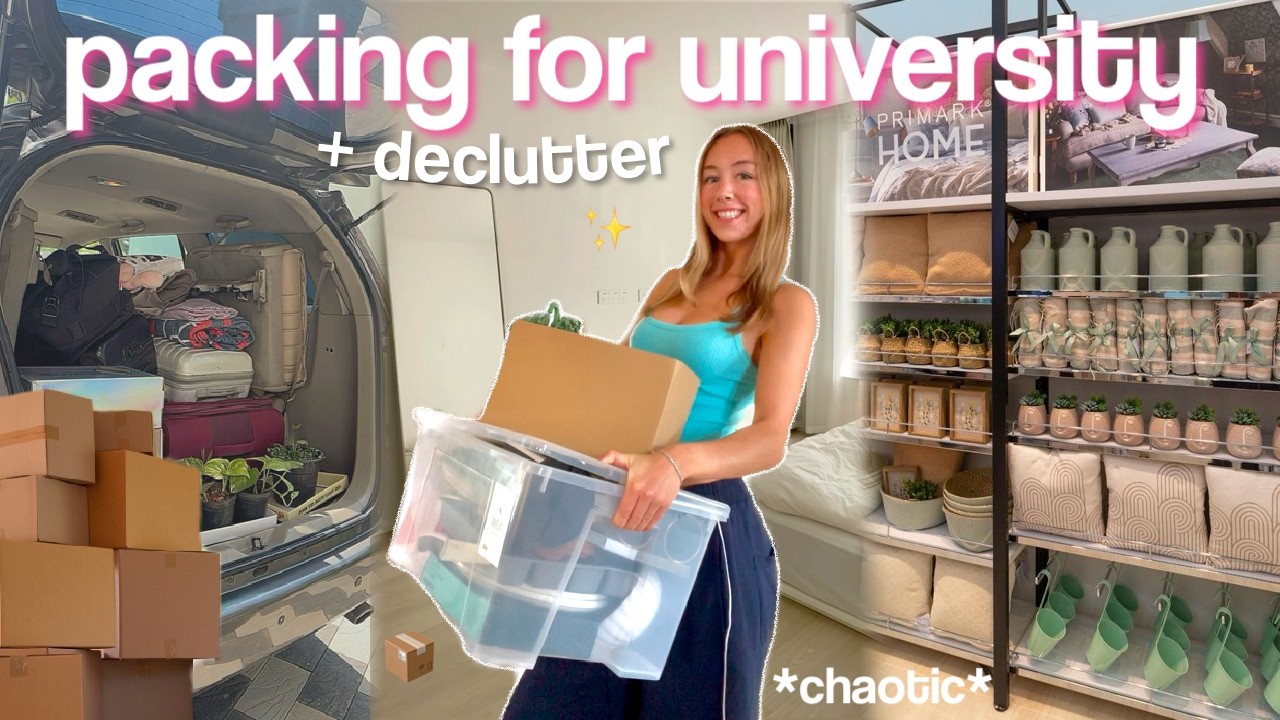 *CHAOTIC* DECLUTTER + PACK WITH ME FOR UNIVERSITY! shopping, organising, tips for freshers